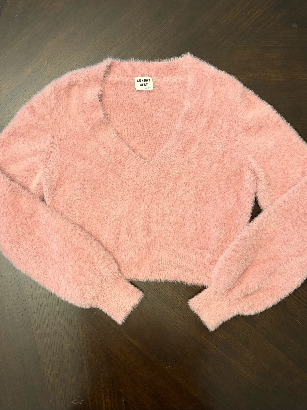Sunday Best Aritzia Cozy Cropped Fuzzy Sweater Balloon Sleeves Size S